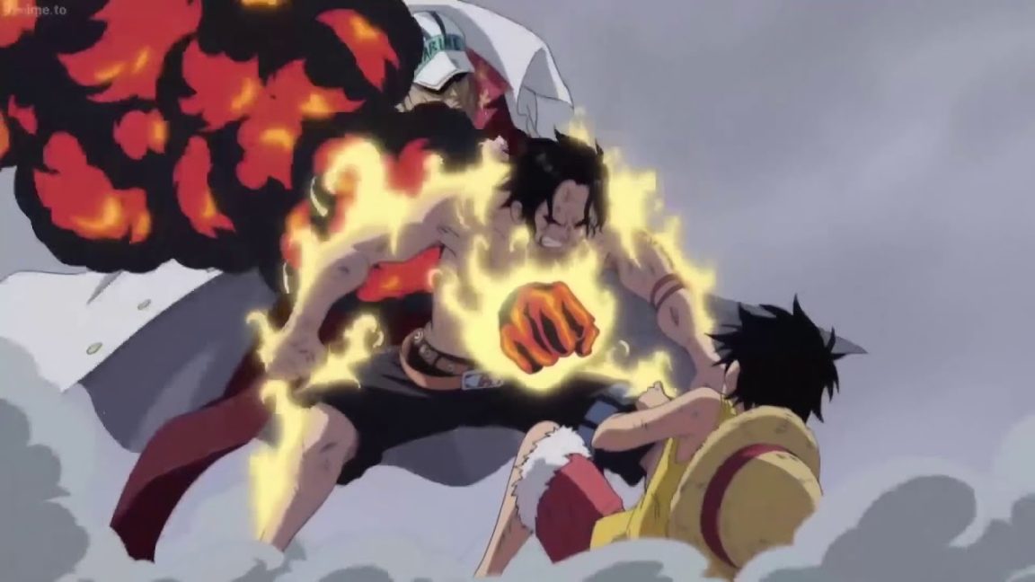 Akainu's finishing move on Ace in One Piece Akainu's finishing move on Ace in One Piece
