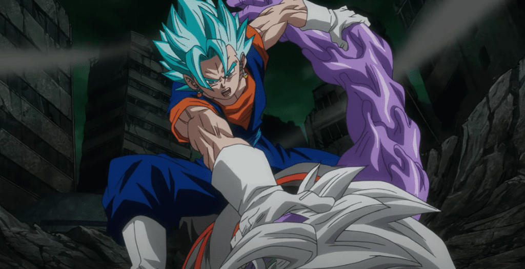 Vegito Blue fights Merged Zamasu. Vegito Blue fights Merged Zamasu.