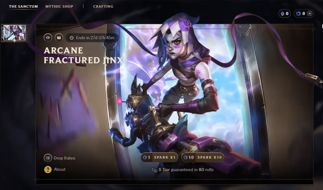 Gacha system for Arcane Jinx Gacha system for Arcane Jinx