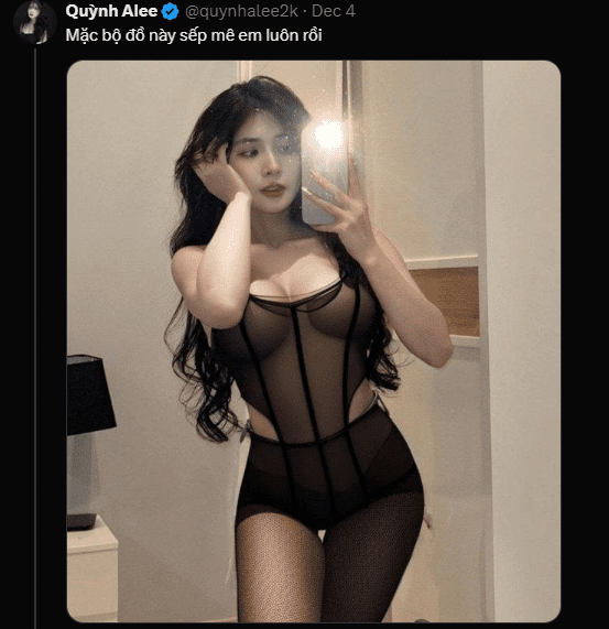 Suspicions of Quỳnh Alee's account being faked, with malicious actors exploiting and spreading 18+ "face-swapped" images for ulterior motives 4 Quỳnh Alee in Suggestive Poses