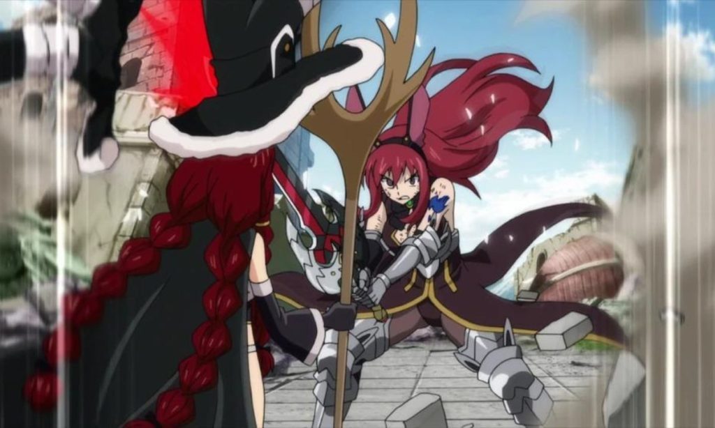Erza battles Irene in Fairy Tail Erza vs. Irene in Fairy Tail
