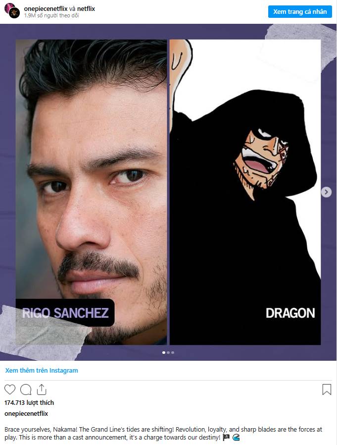 Rigo Sanchez as Monkey D. Dragon, the Supreme Commander of the Revolutionary Army Actor Rigo Sanchez as Monkey D. Dragon