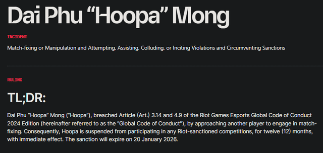 Vietnamese League of Legends Player Hoopa Banned Vietnamese League of Legends Player Hoopa Banned