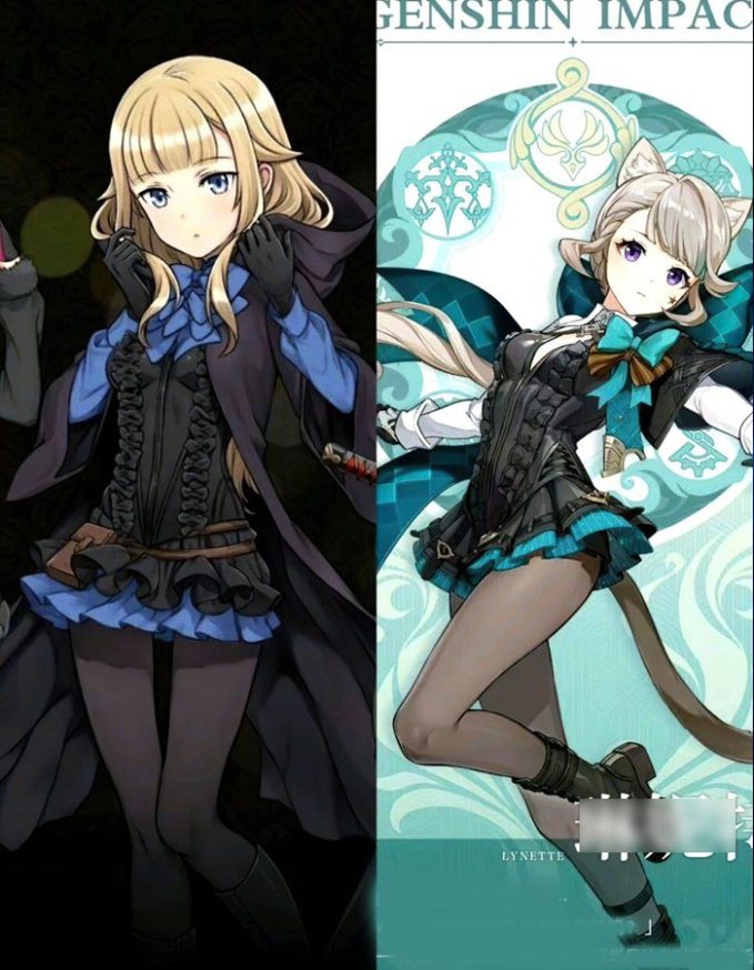 Two new characters in Genshin Impact compared to those in anime? 2 Comparison of Charlotte and Lynette in Genshin Impact.