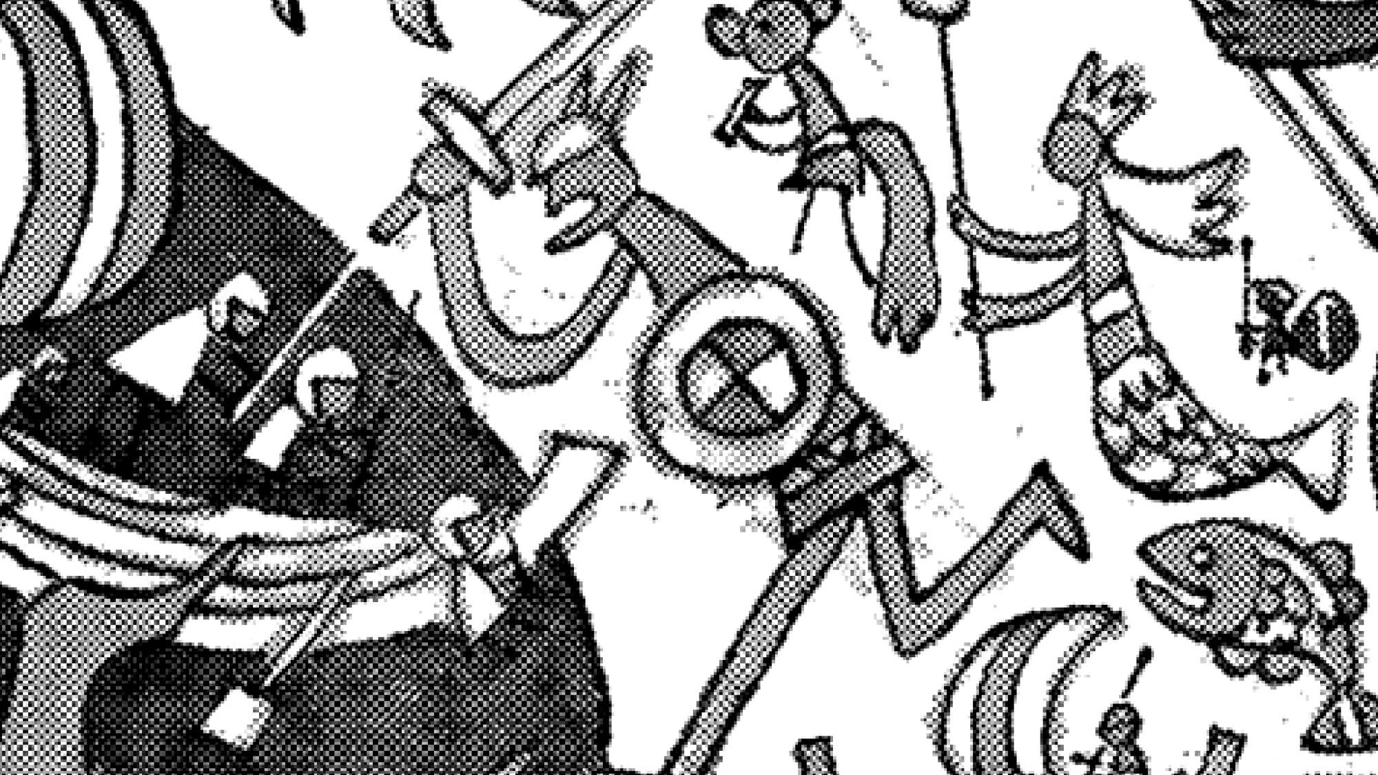 A giant warrior in the Elbaf mural A giant warrior in the Elbaf mural from One Piece