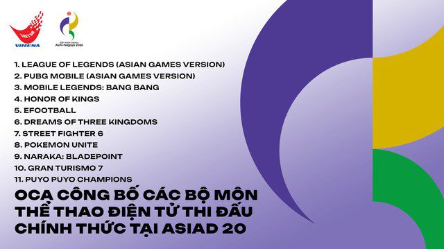 VIRESA announces the Esports games participating in ASIAD 2026 in Japan. esports asiad2026 2 174004933566671811147