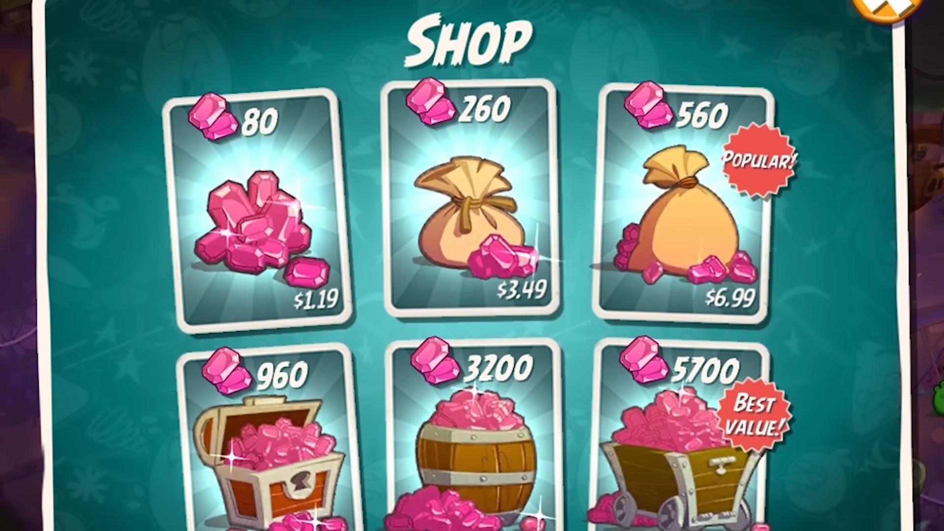 Angry Birds 2 introduced a system of microtransactions Angry Birds 2 introduced a system of microtransactions