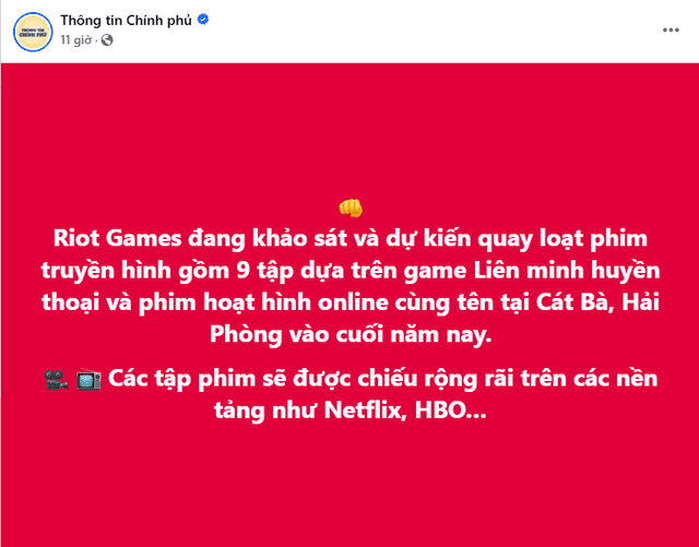 Riot is set to shoot a League of Legends animated series in Cat Ba, Hai Phong. Riot is set to shoot a League of Legends animated series in Cat Ba, Hai Phong.