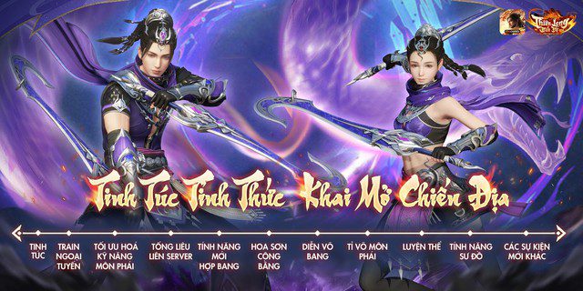 The new version 'Tinh Túc Tịnh Thực - Khai Mở Chiến Địa' officially launches on March 6, 2025. Release information for the latest martial arts class in Heavenly Dragon's Eight Books VNG - Image 1.