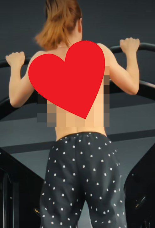 Not Wearing a Top While Climbing the Bar, Female Gym-goer Makes Viewers Feel Uncomfortable 2 Female gym enthusiast captivating viewers