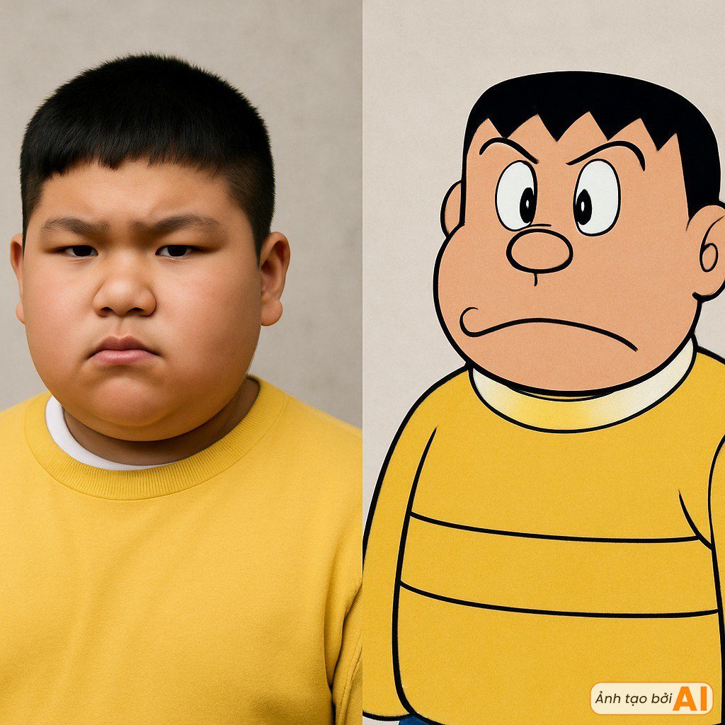 Doraemon Characters Transformed into Real People: Shizuka is More Beautiful than the Original, a Name That Seems to Step Out of a Comic 4 Doraemon character Jaian transformed into a realistic young man.