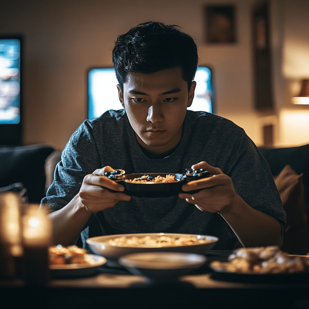 Image generated by AI Health risks associated with excessive gaming, Image 8.