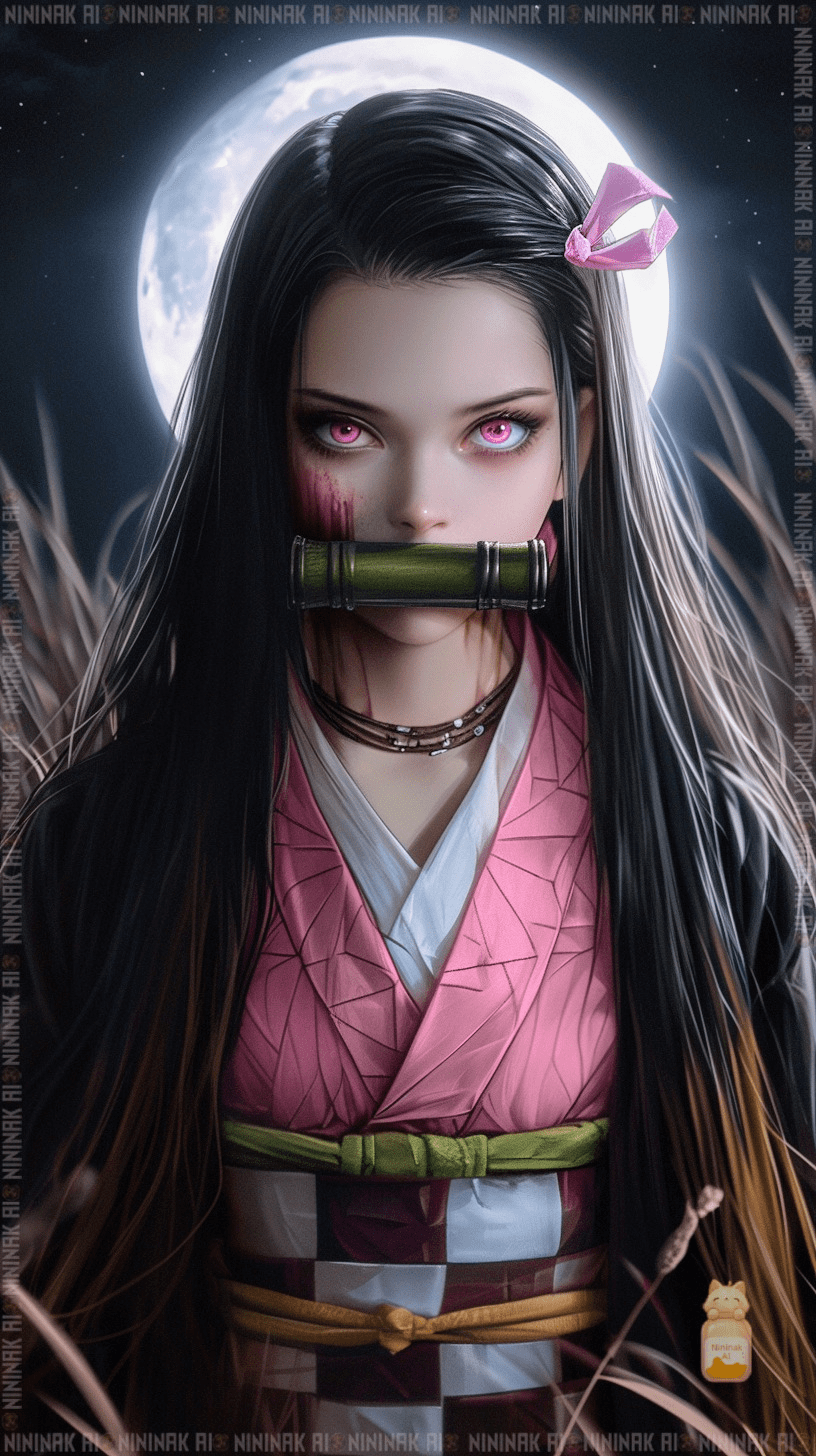 Nezuko's unique appearance, with long black hair, emphasizes her strength and potential. Nezuko's unique appearance