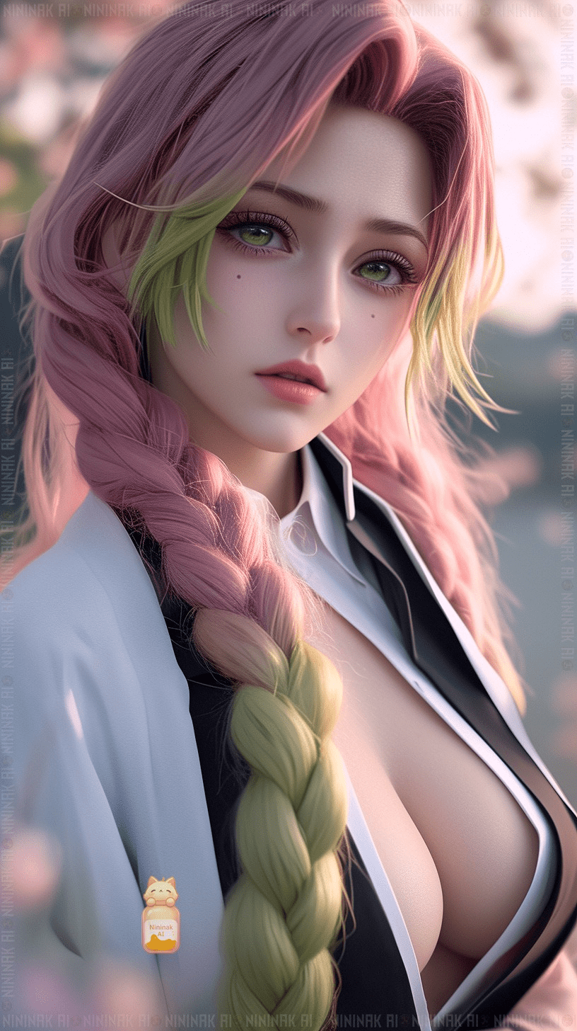 Mitsuri Kanroji's determination and grace are captured in this stunning image. Mitsuri Kanroji