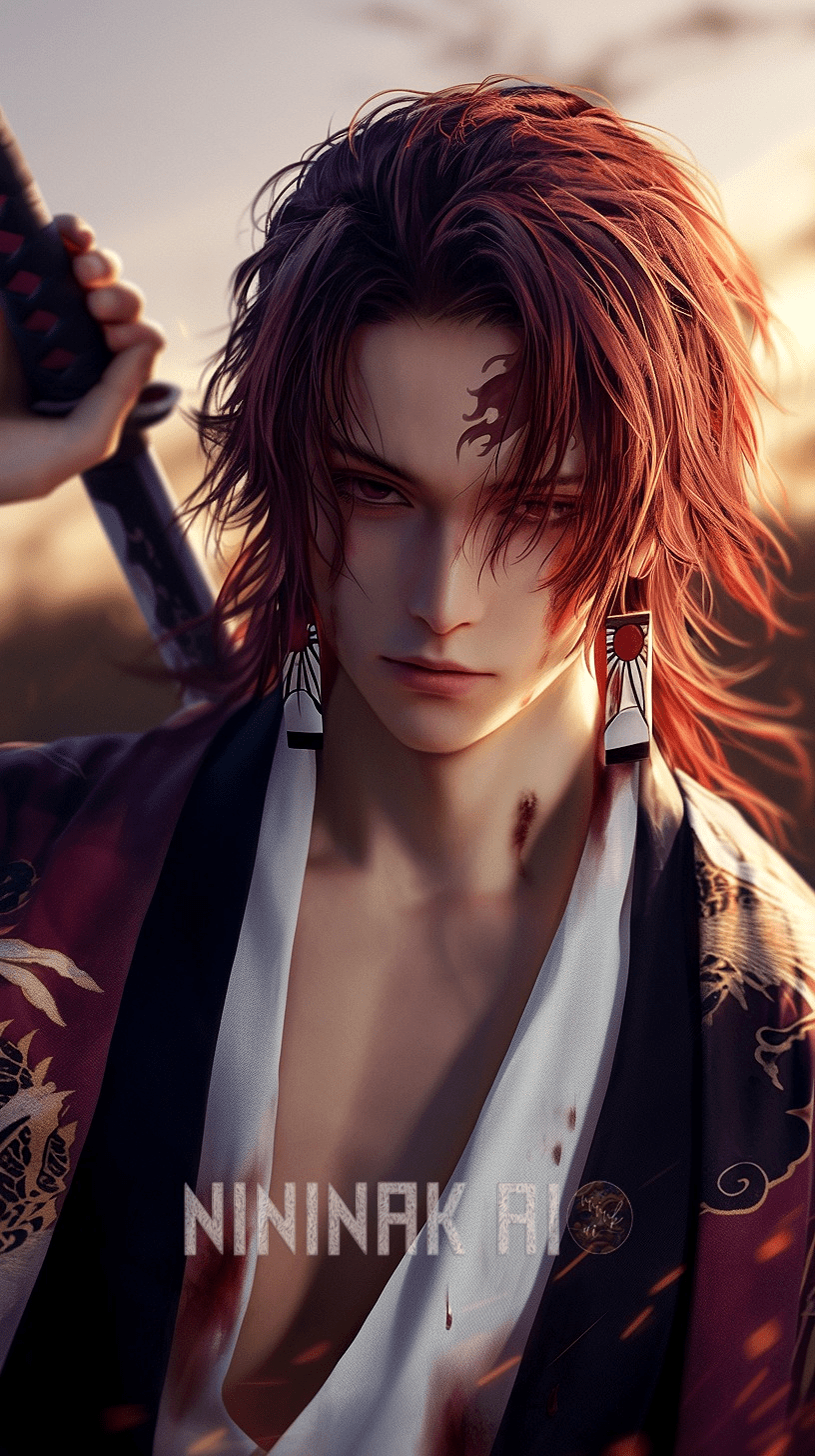 Yoriichi Tsugikuni, the legendary swordsman, is rendered with an aura of mystery and strength. Yoriichi Tsugikuni