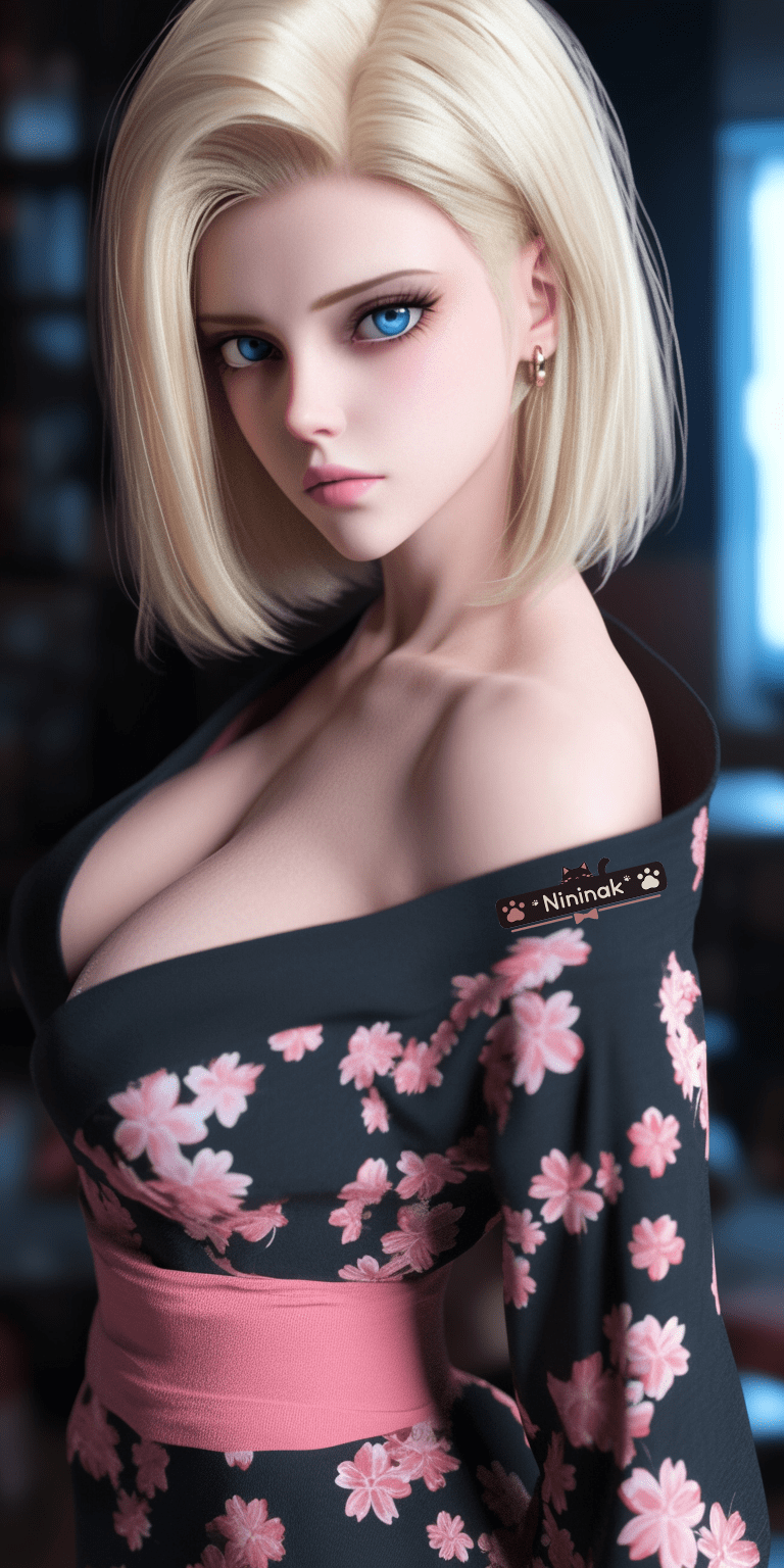Eye-catching with the seductive surreal version of Android 18 from Dragon Ball 1 Stunning view of the AI-enhanced version of Android 18 from Dragon Ball - Image 2.