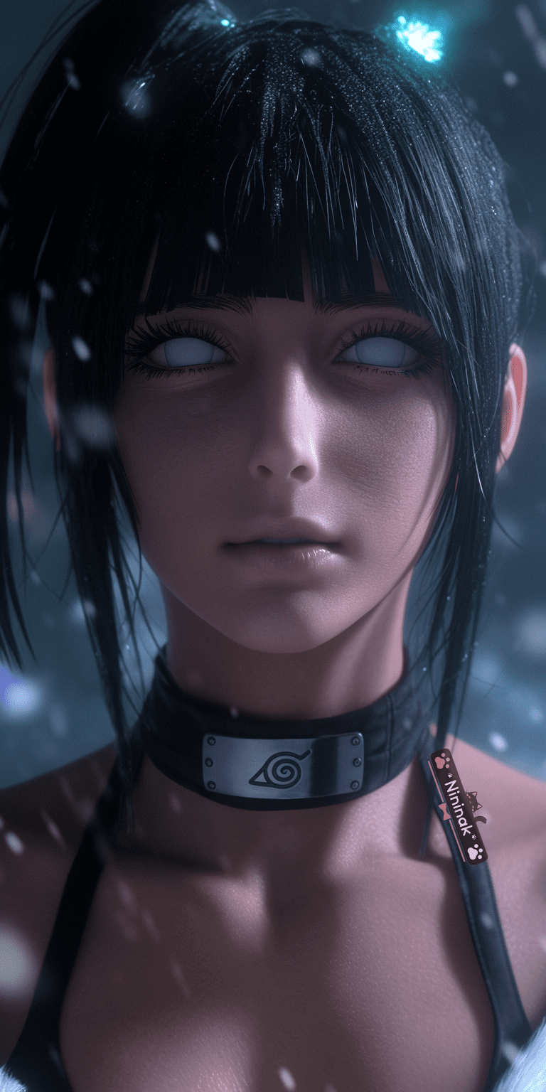 Hinata's Byakugan eyes, radiating an aura of mystery and allure. Hinata's Byakugan eyes, radiating an aura of mystery and allure.