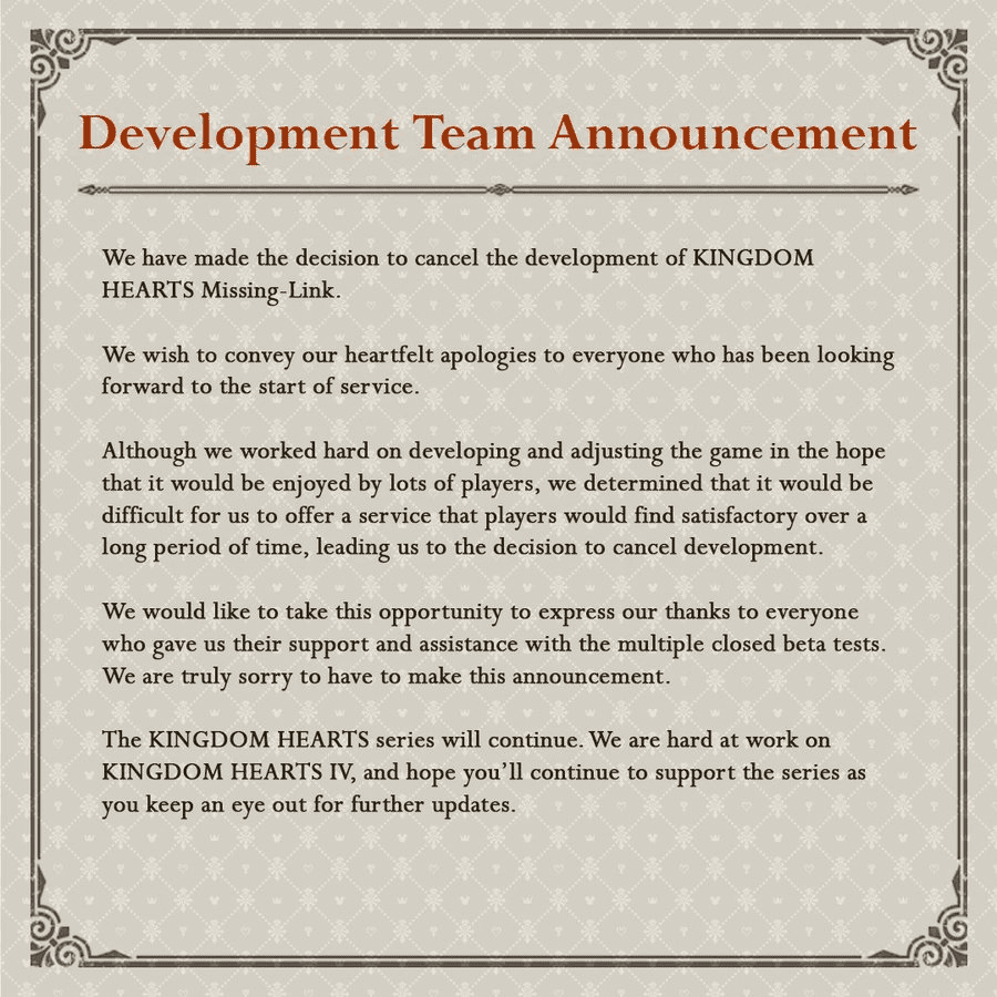 After making players wait for over 3 years, Square Enix suddenly "flips" and cancels a blockbuster mobile game 1 Kingdom Hearts Missing-Link