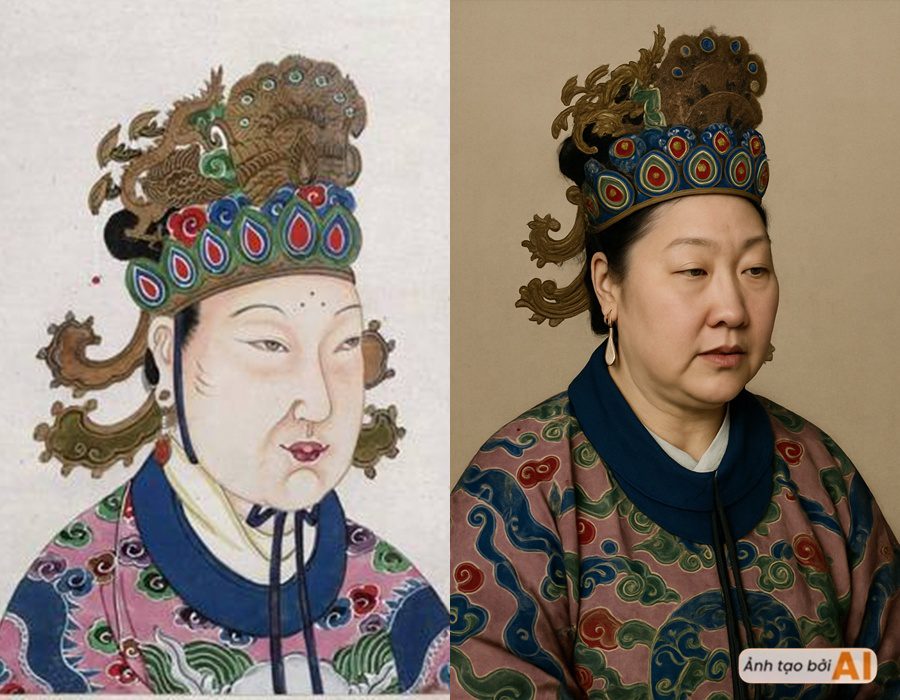 AI depiction of Vo Tac Thien in her middle age, resembling no other version on screen. AI-generated image of Vo Tac Thien, leaving viewers questioning its authenticity.