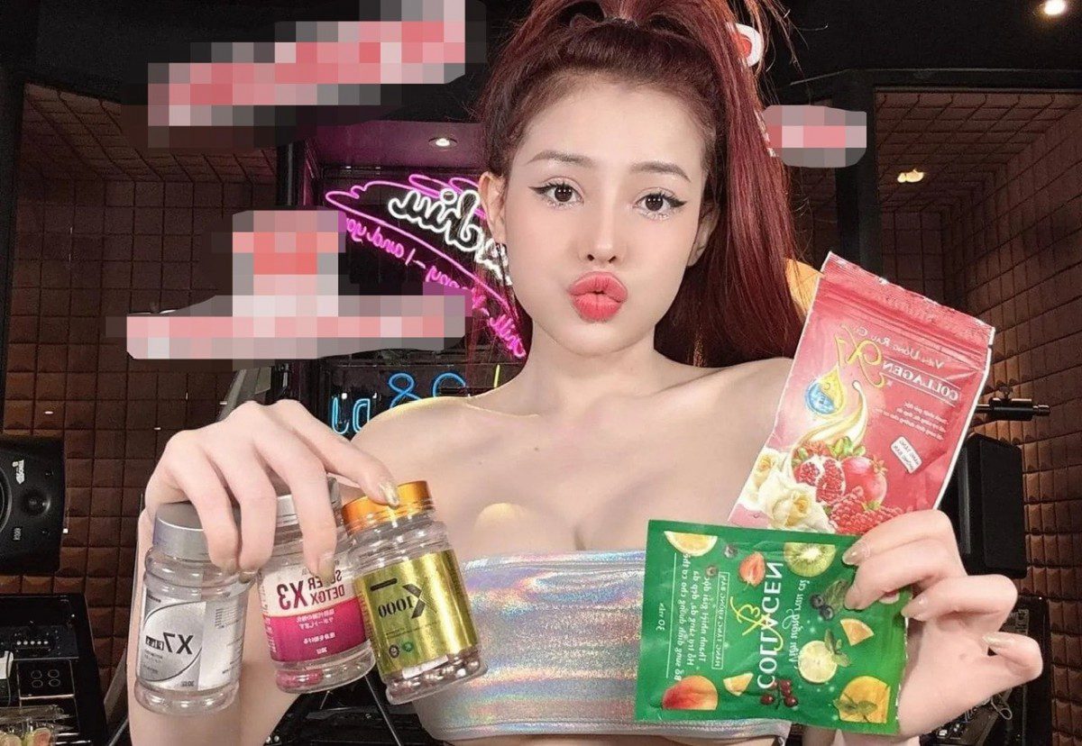 DJ Ngân 98 introduces weight-loss capsules on personal Facebook. Inspection and sampling of weight-loss products promoted by DJ Ngân 98.