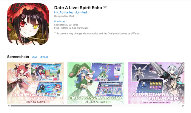 Date A Live: Spirit Echo Date A Live: Spirit Echo