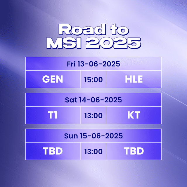 Latest Match Schedule for Road to MSI 2025 Latest Match Schedule for Road to MSI 2025