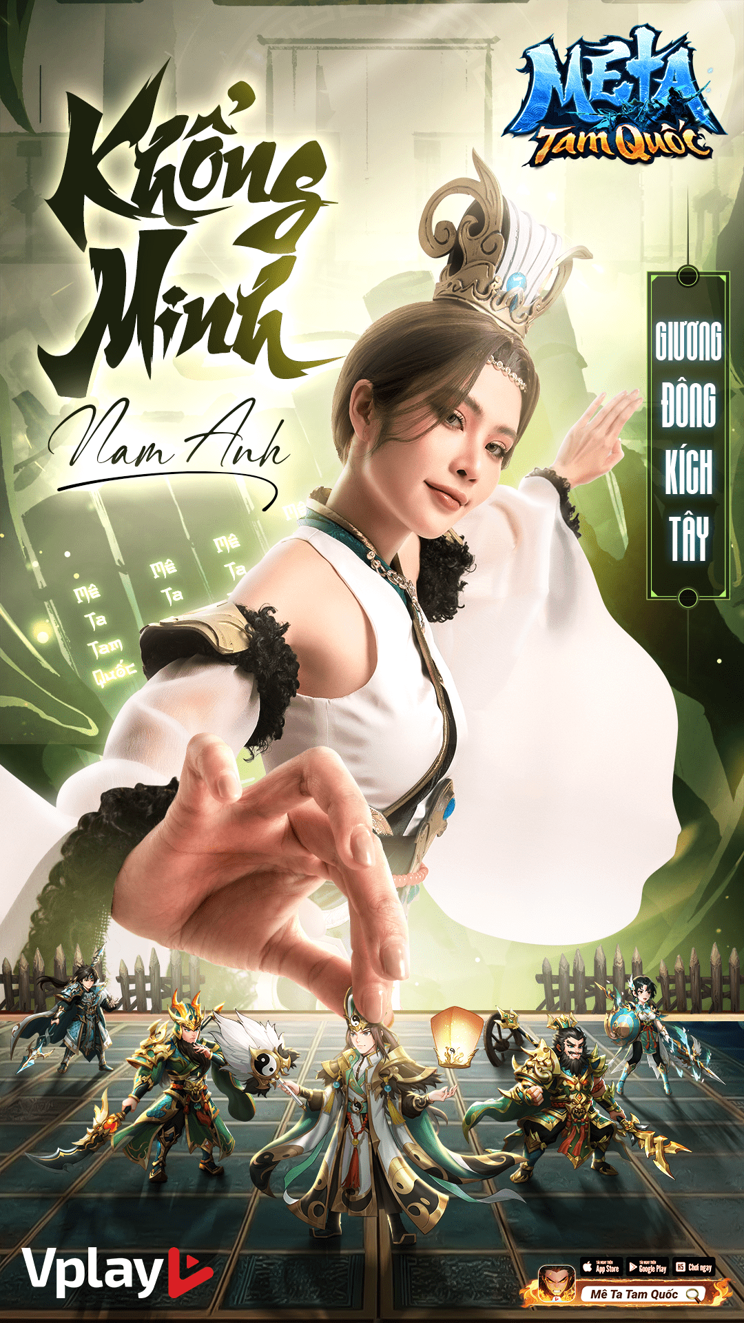Nam Anh impresses in the role of Gia Cát Lượng, embodying a dignified and authoritative demeanor. Nam Anh impresses in the role of Gia Cát Lượng, embodying a dignified and authoritative demeanor.