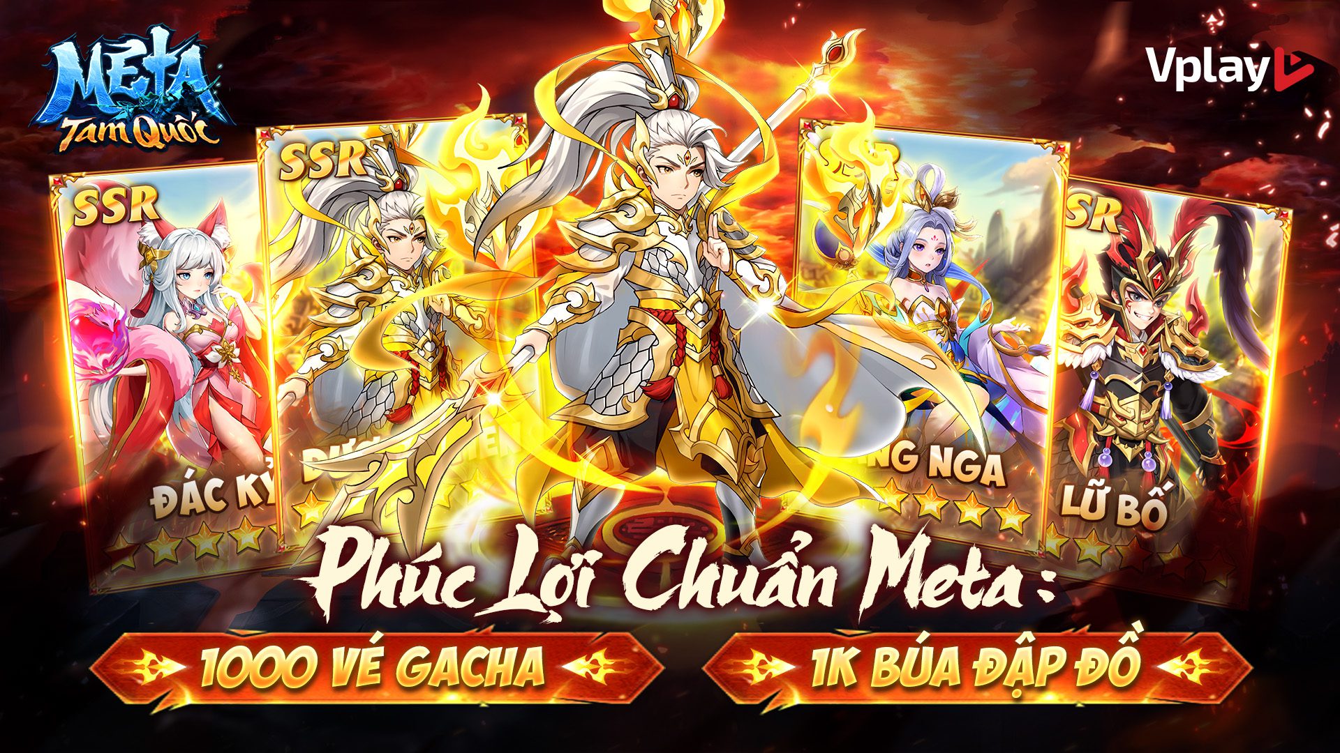 Mê Ta Three Kingdoms - Vplay officially launched, giving away 1000 free hero spins 5 Mê Ta Tam Quốc - Vplay officially launched, reaching 1000 free spins