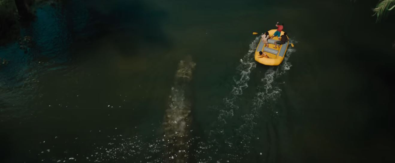 T-Rex lunging into the water in Jurassic World Rebirth, startling many fans. 1.JPG