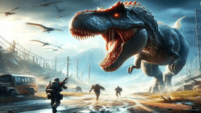 Survival shooting game themed around dinosaurs unexpectedly lands on Steam, opens for 100% free trial 2 Ferocious game screenshot showcasing dinosaur encounters.
