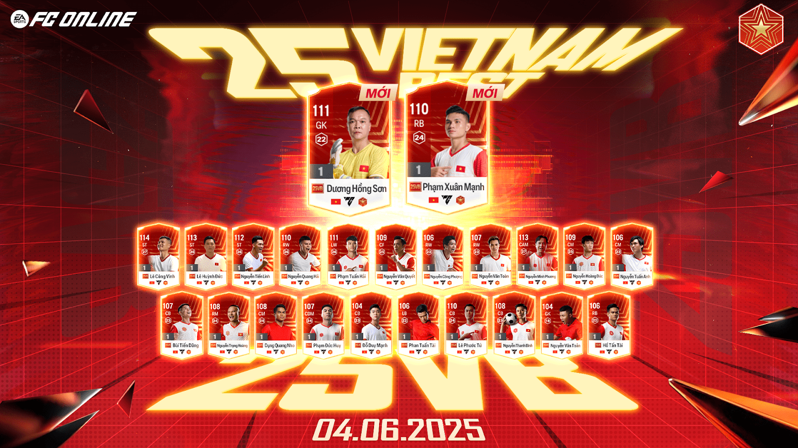Source: Image summarizing the list of 25VB players (FC Online) CỰC HOT: Si&#ecirc;u hậu vệ Phạm Xu&#acirc;n Mạnh và huyền thoại Dương HỒng Sơn chính thức gịp mặt trong FC Online- Ảnh 4.