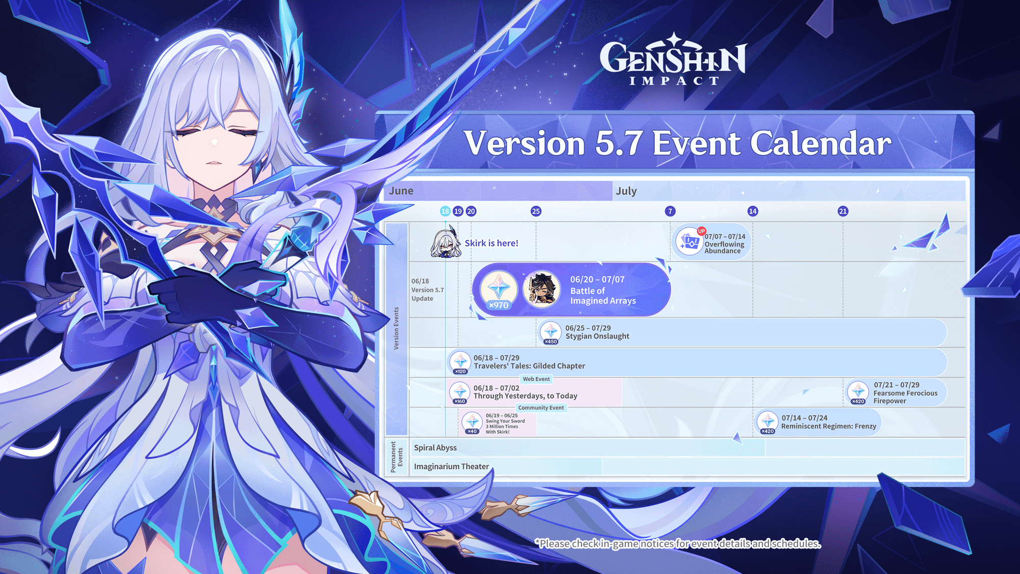 Genshin Impact is distributing free Primogems to players before version 5.7 2 Genshin Impact offers detailed event schedule for version 5.7.