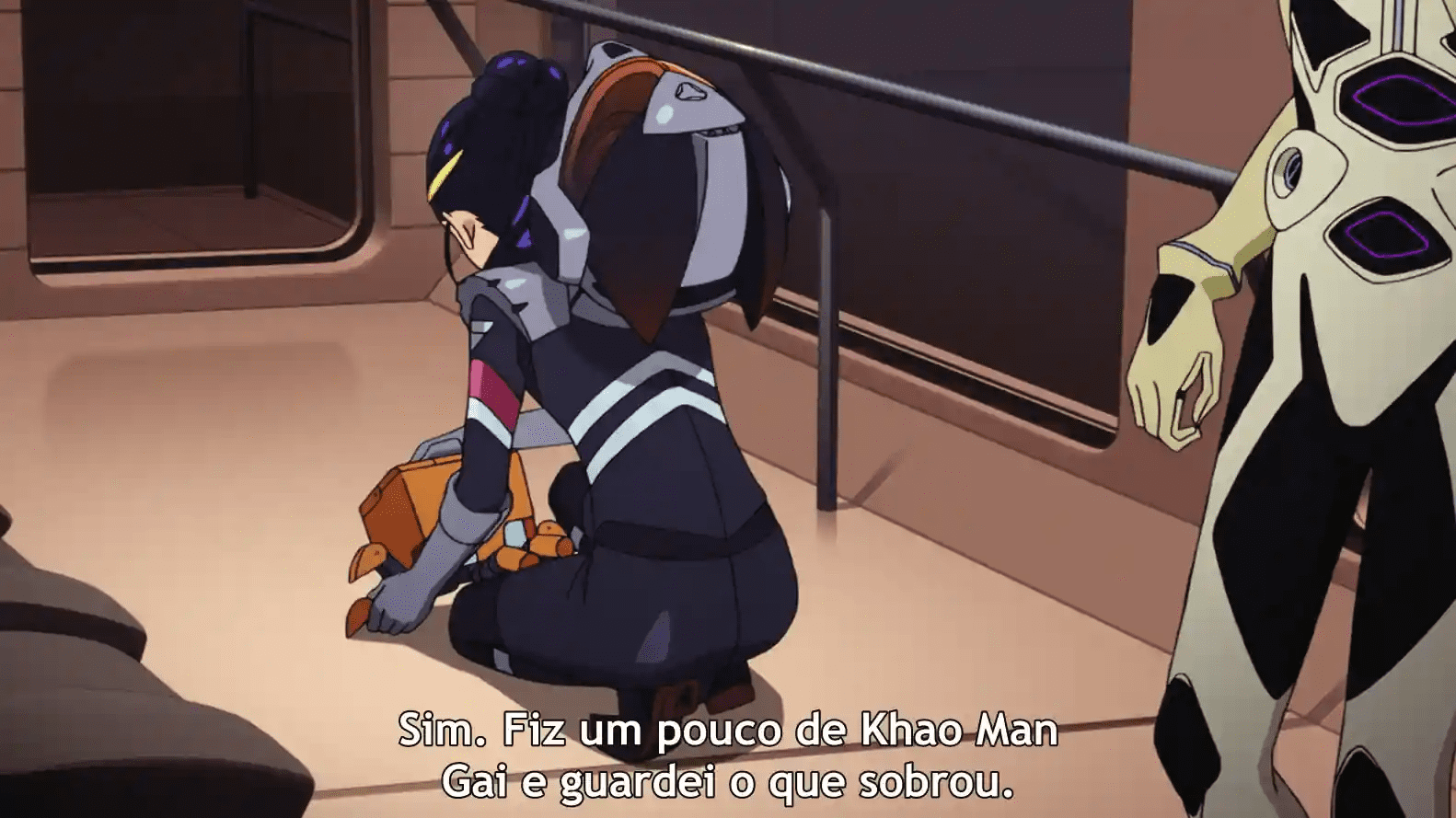 Nyan serves the traditional Thai dish 'Khao Man Gai' (Chicken with Rice) in Gundam Gquuuuuuu Thai restaurant gains global fame after an anime episode