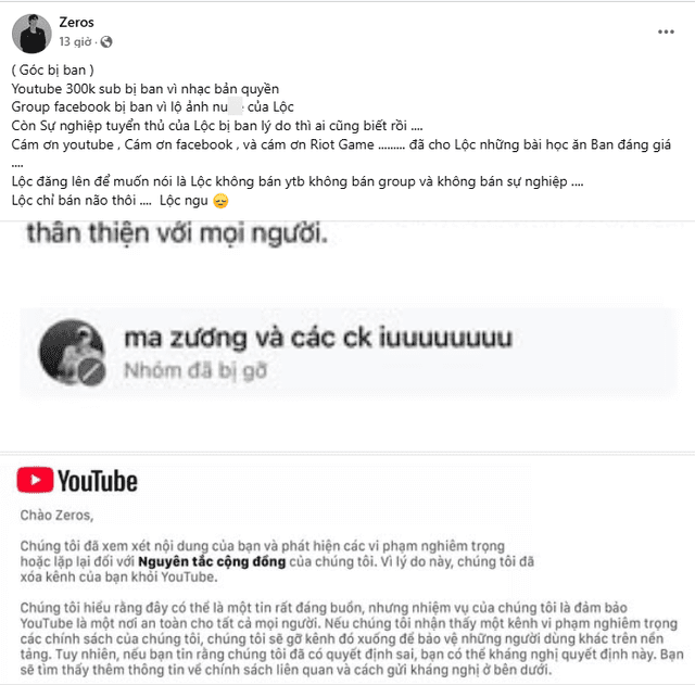 Announcement of YouTube channel ban Announcement of YouTube channel ban