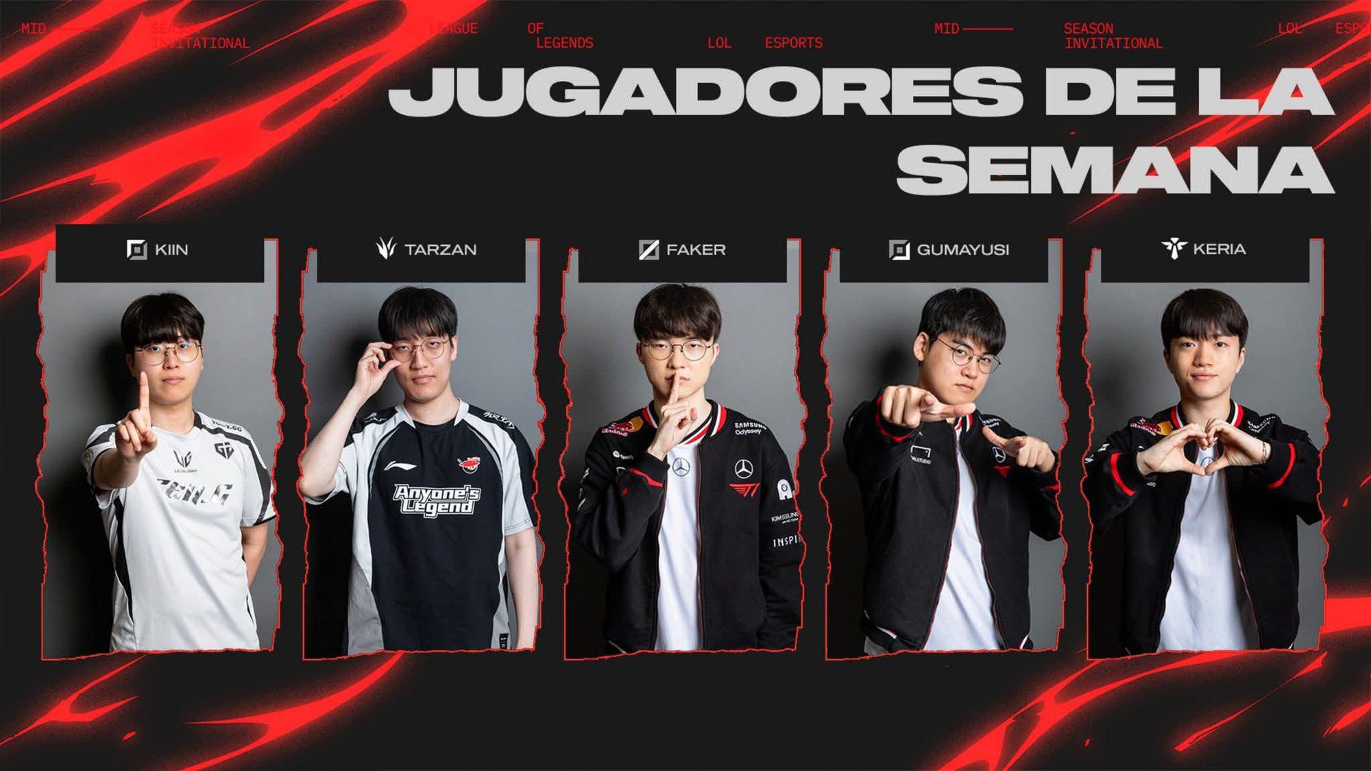 Gumayusi alongside Faker and Keria in their team formation after their successful playoff run T1 superstar Gumayusi contributes significantly to the impressive statistics at MSI 2025 - Image 3.